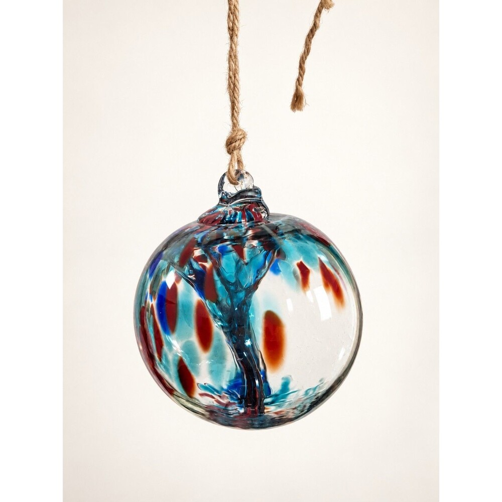 6" Hand Blown Glass Tree of Life Witch Ball Suncatcher Rainbow Canopy Orb